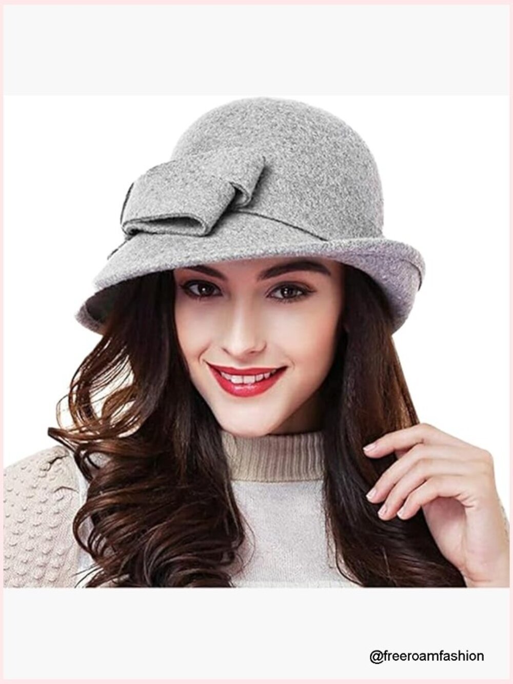 Vintage Wool Felt Bucket Cloche Bowler Hat with Flower Decor